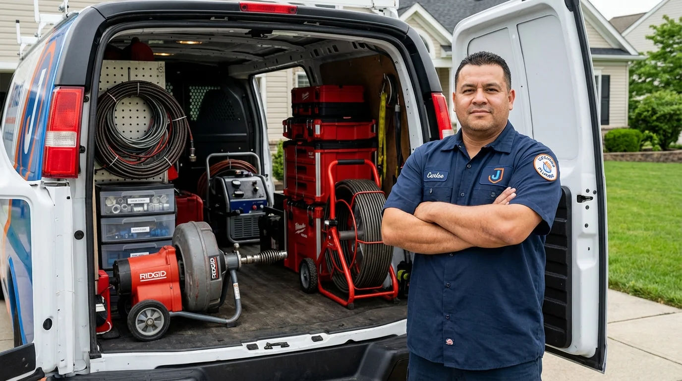 Professional drain cleaning equipment and Johns Plumbing LLC plumber in Muncy