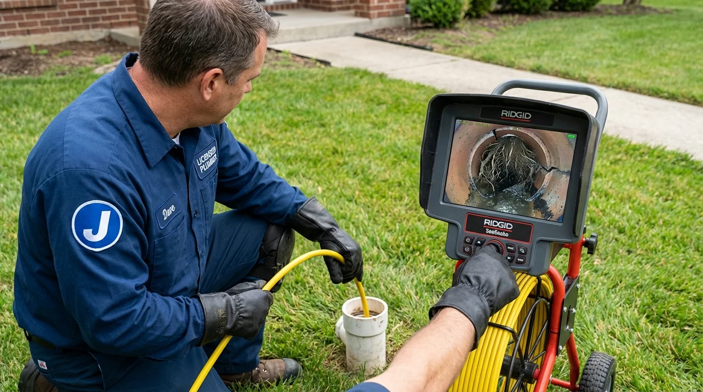Sewer camera inspection being performed by Johns Plumbing LLC in Muncy